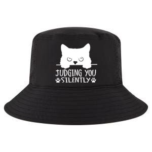 Funny Black Cat Judging You Silently Sarcastic Cat Mom Cute Gift Cool Comfort Performance Bucket Hat