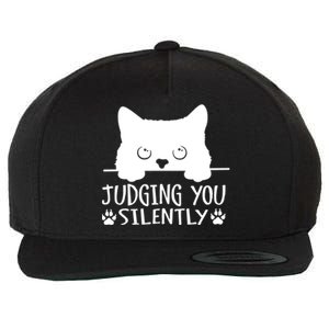 Funny Black Cat Judging You Silently Sarcastic Cat Mom Cute Gift Wool Snapback Cap