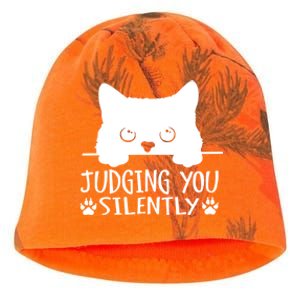 Funny Black Cat Judging You Silently Sarcastic Cat Mom Cute Gift Kati - Camo Knit Beanie