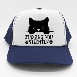 Funny Black Cat Judging You Silently Sarcastic Cat Mom Cute Gift Trucker Hat