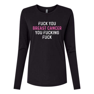 Fuck Breast Cancer Funny Breast Cancer Awareness Womens Cotton Relaxed Long Sleeve T-Shirt