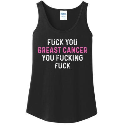 Fuck Breast Cancer Funny Breast Cancer Awareness Ladies Essential Tank