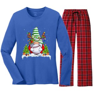 Funny Baseball Christmas Ugly Sweater Baseball Xmas Outfit Gift Women's Long Sleeve Flannel Pajama Set 