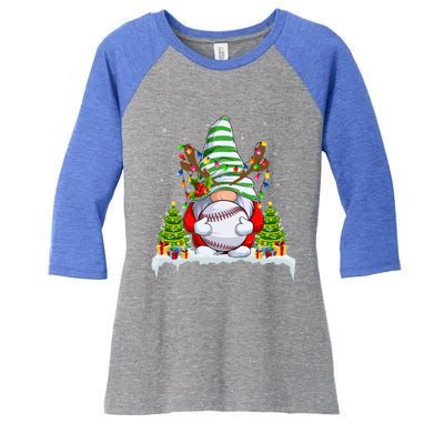 Funny Baseball Christmas Ugly Sweater Baseball Xmas Outfit Gift Women's Tri-Blend 3/4-Sleeve Raglan Shirt