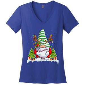 Funny Baseball Christmas Ugly Sweater Baseball Xmas Outfit Gift Women's V-Neck T-Shirt