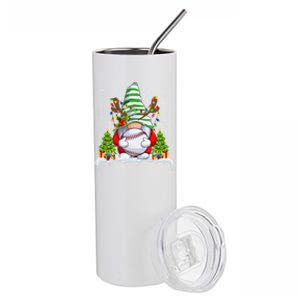 Funny Baseball Christmas Ugly Sweater Baseball Xmas Outfit Gift Stainless Steel Tumbler