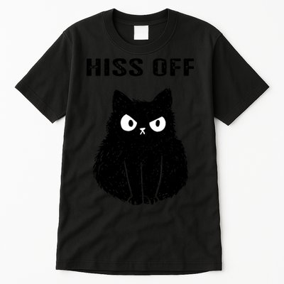 Funny Black Cat Hiss Off Meow Cat Tall T-Shirt