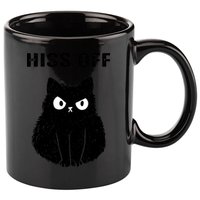 Funny Black Cat Hiss Off Meow Cat 11oz C Handle Ceramic Mug