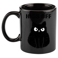Funny Black Cat Hiss Off Meow Cat 11oz C Handle Ceramic Mug