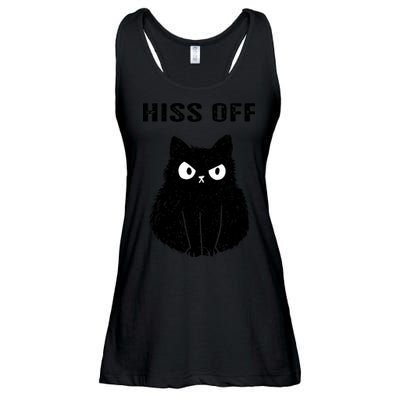 Funny Black Cat Hiss Off Meow Cat Ladies Essential Flowy Tank