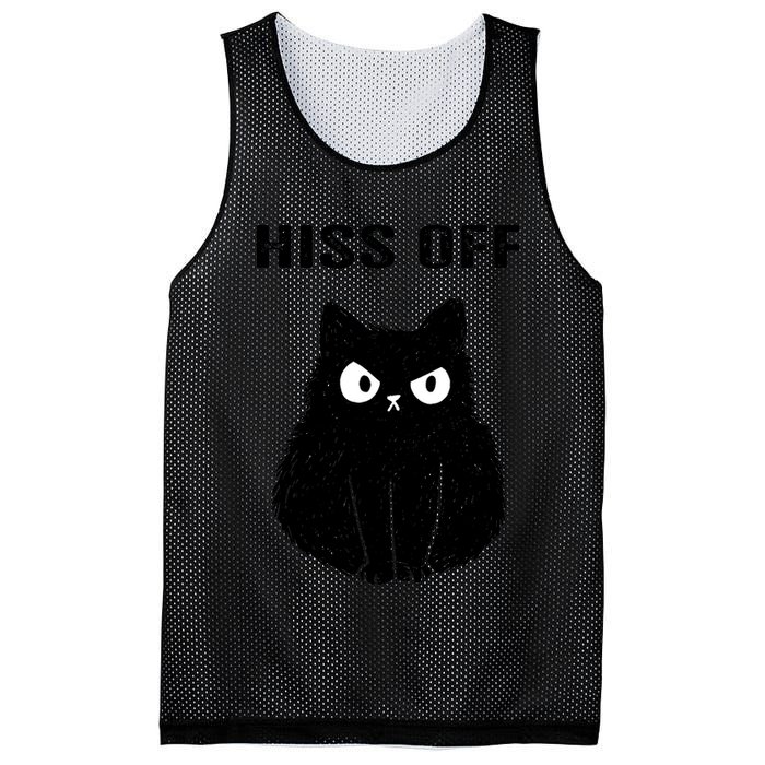 Funny Black Cat Hiss Off Meow Cat Mesh Reversible Basketball Jersey Tank