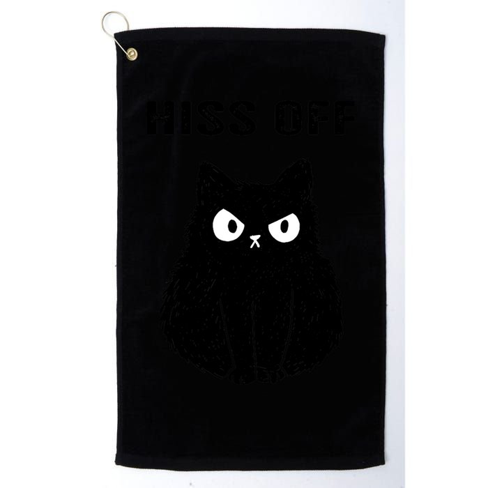 Funny Black Cat Hiss Off Meow Cat Golf Towel