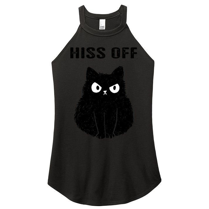 Funny Black Cat Hiss Off Meow Cat Women's Perfect Tri Rocker Tank