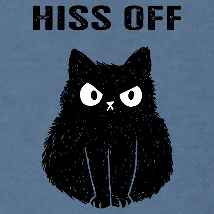 Funny Black Cat Hiss Off Meow Cat Garment-Dyed Sweatshirt
