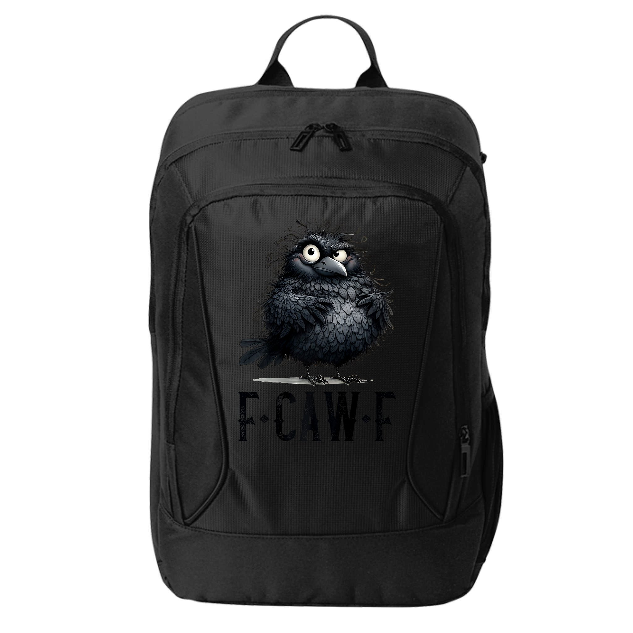 F-Caw-F Black Crow Black Bird Funny Crow F-Caw-F Premium City Backpack