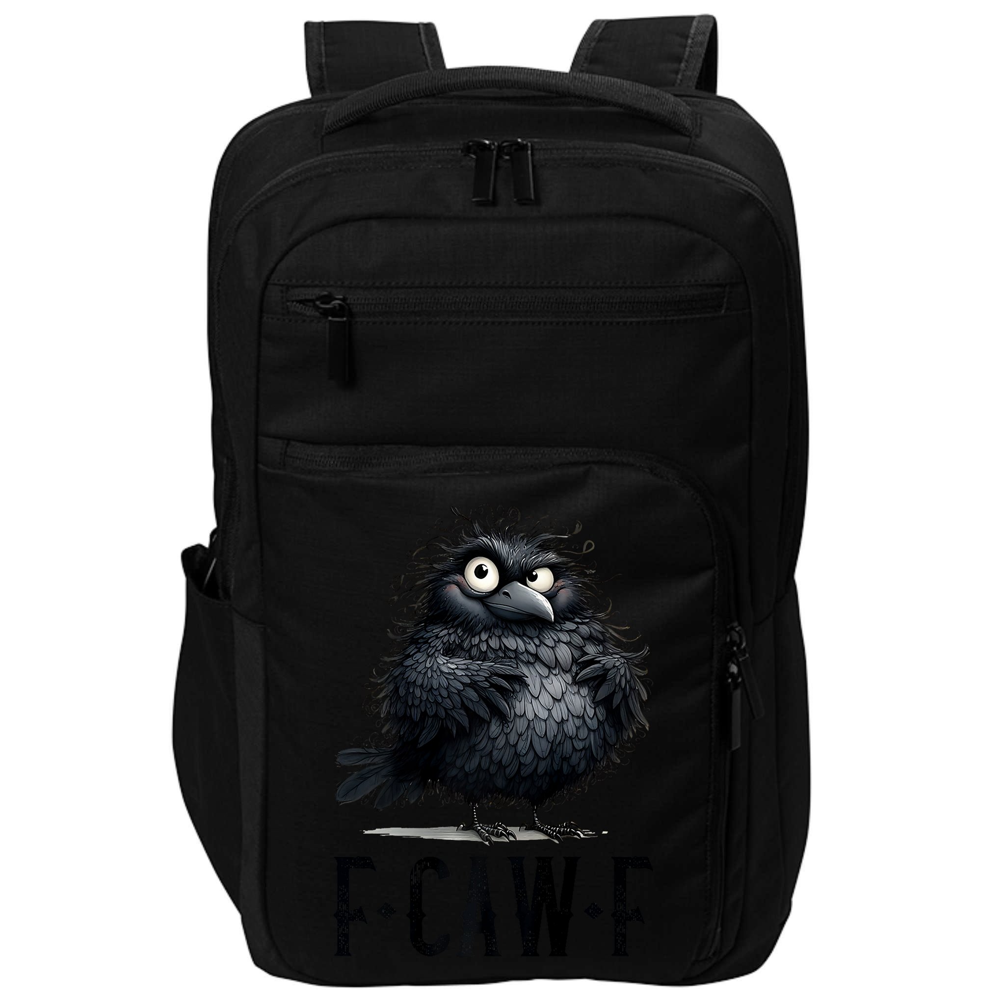 F-Caw-F Black Crow Black Bird Funny Crow F-Caw-F Premium Impact Tech Backpack