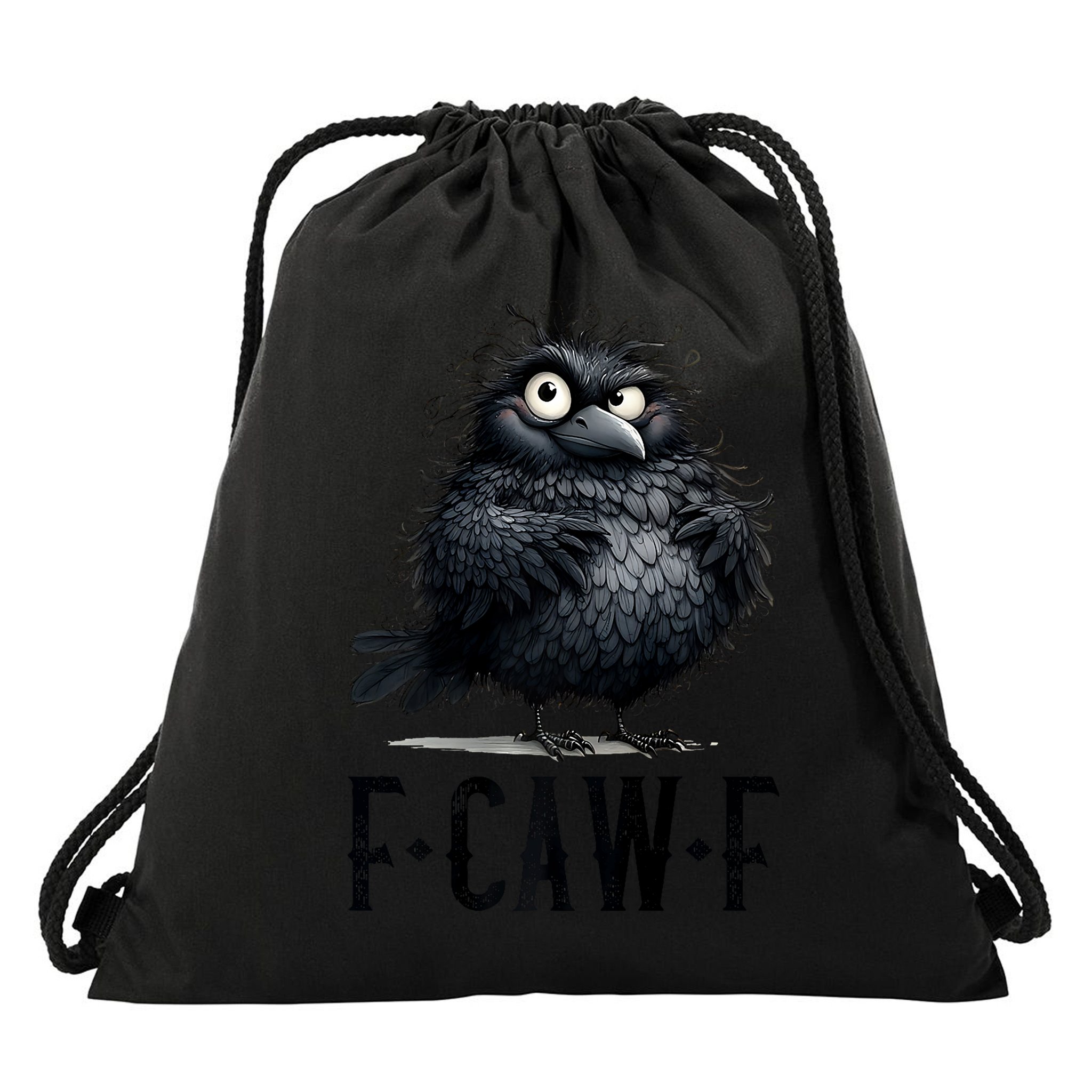 F-Caw-F Black Crow Black Bird Funny Crow F-Caw-F Premium Drawstring Bag