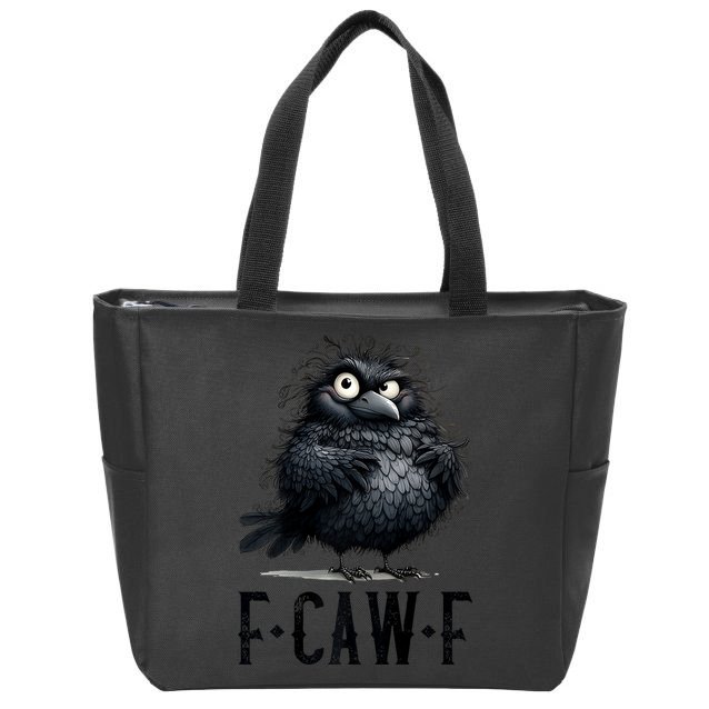 F-Caw-F Black Crow Black Bird Funny Crow F-Caw-F Premium Zip Tote Bag