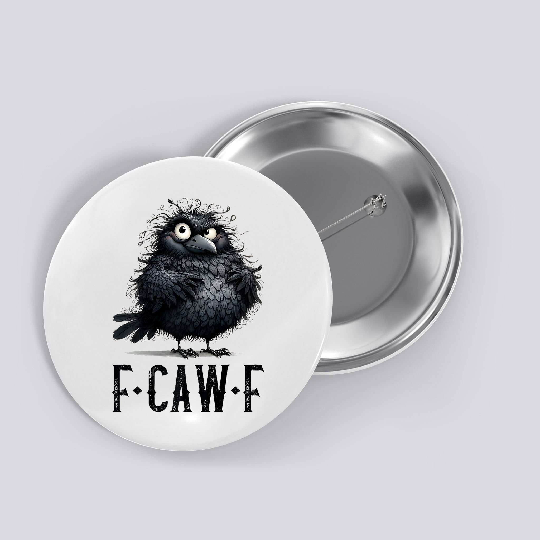 F-Caw-F Black Crow Black Bird Funny Crow F-Caw-F Premium Button