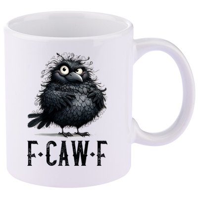 F-Caw-F Black Crow Black Bird Funny Crow F-Caw-F Premium 11oz C Handle Ceramic Mug