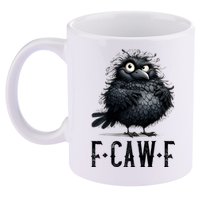F-Caw-F Black Crow Black Bird Funny Crow F-Caw-F Premium 11oz C Handle Ceramic Mug