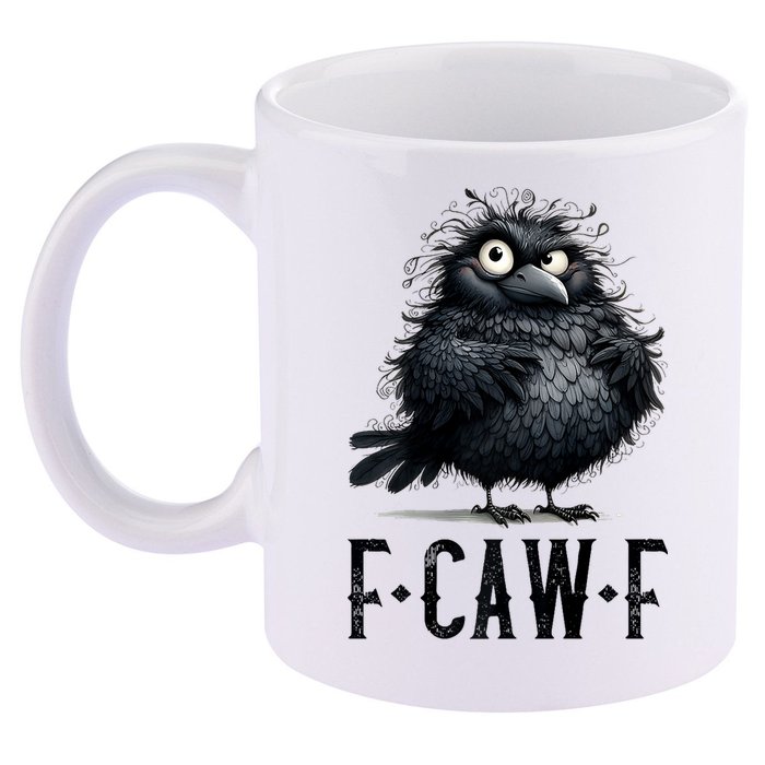F-Caw-F Black Crow Black Bird Funny Crow F-Caw-F Premium 11oz C Handle Ceramic Mug