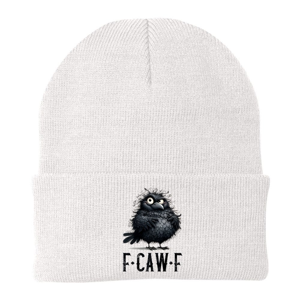 F-Caw-F Black Crow Black Bird Funny Crow F-Caw-F Premium Beanie