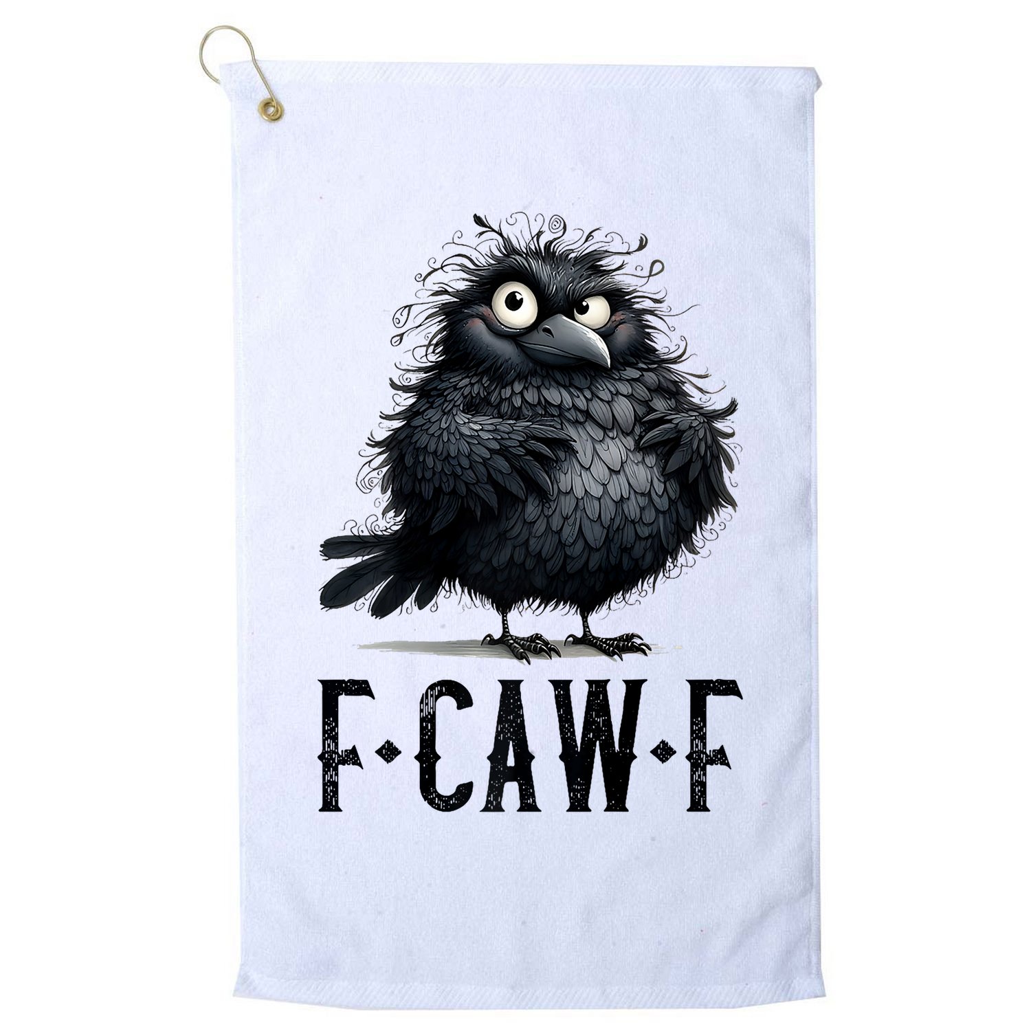 F-Caw-F Black Crow Black Bird Funny Crow F-Caw-F Premium Golf Towel