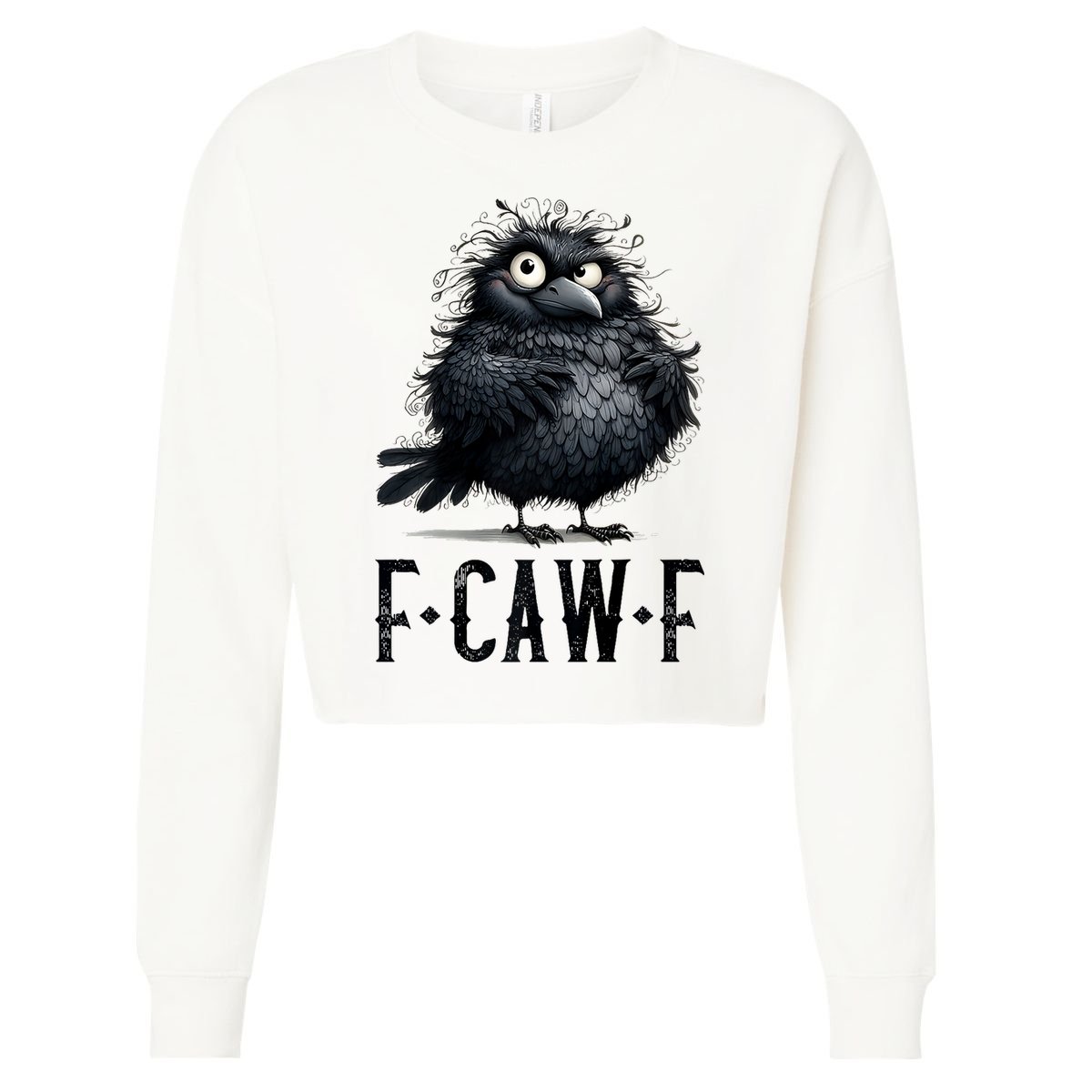 F-Caw-F Black Crow Black Bird Funny Crow F-Caw-F Premium Cropped Pullover Crew