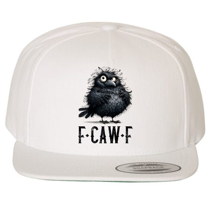 F-Caw-F Black Crow Black Bird Funny Crow F-Caw-F Premium Wool Snapback Cap