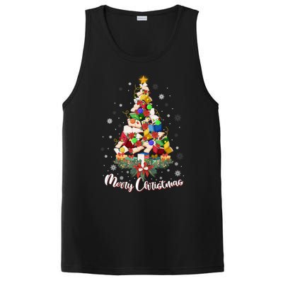 Funny Book Christmas Tree Teachers Bookworm Librarian Xmas Cool Gift PosiCharge Competitor Tank