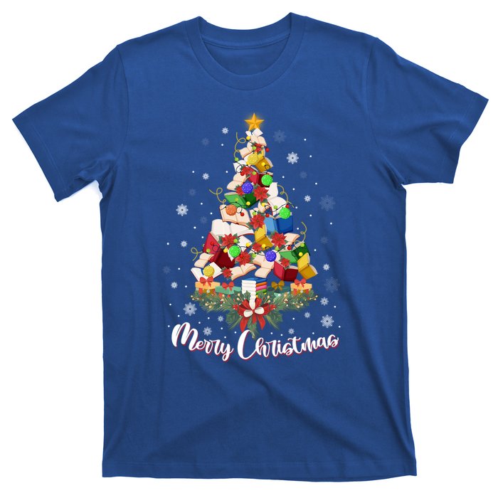 Funny Book Christmas Tree Teachers Bookworm Librarian Xmas Cool Gift T-Shirt