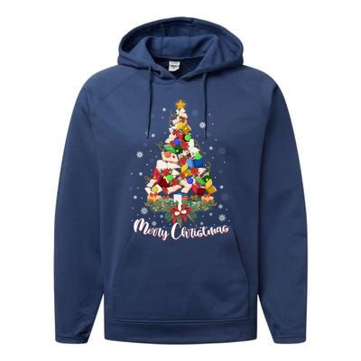 Funny Book Christmas Tree Teachers Bookworm Librarian Xmas Cool Gift Performance Fleece Hoodie