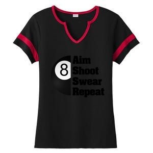 Funny Billiard Cool Gift For 8ball Pool Player Ladies Halftime Notch Neck Tee