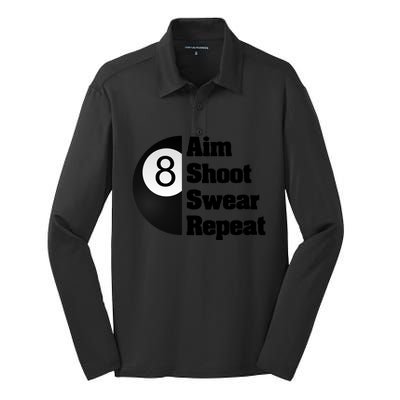 Funny Billiard Cool Gift For 8ball Pool Player Silk Touch Performance Long Sleeve Polo