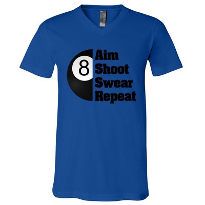 Funny Billiard Cool Gift For 8ball Pool Player V-Neck T-Shirt