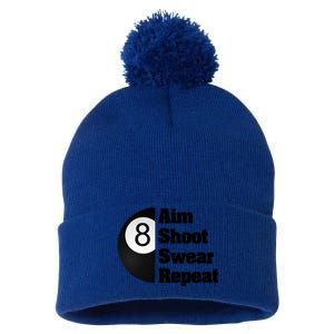 Funny Billiard Cool Gift For 8ball Pool Player Pom Pom 12in Knit Beanie