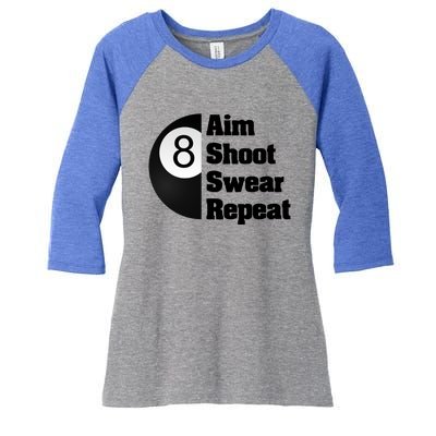 Funny Billiard Cool Gift For 8ball Pool Player Women's Tri-Blend 3/4-Sleeve Raglan Shirt