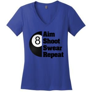 Funny Billiard Cool Gift For 8ball Pool Player Women's V-Neck T-Shirt