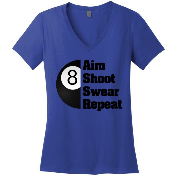 Funny Billiard Cool Gift For 8ball Pool Player Women's V-Neck T-Shirt