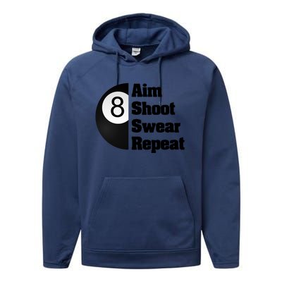 Funny Billiard Cool Gift For 8ball Pool Player Performance Fleece Hoodie