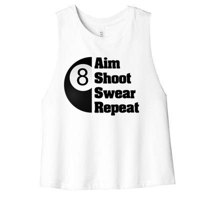 Funny Billiard Cool Gift For 8ball Pool Player Women's Racerback Cropped Tank