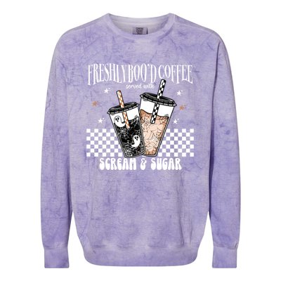 Freshly BooD Coffee With Scream And Sugar Halloween Cofee Cool Gift Colorblast Crewneck Sweatshirt