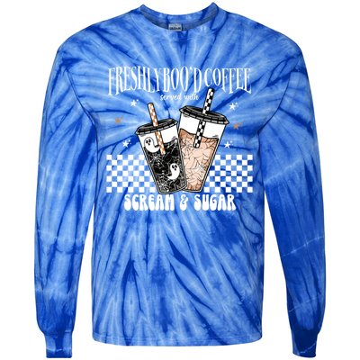 Freshly BooD Coffee With Scream And Sugar Halloween Cofee Cool Gift Tie-Dye Long Sleeve Shirt