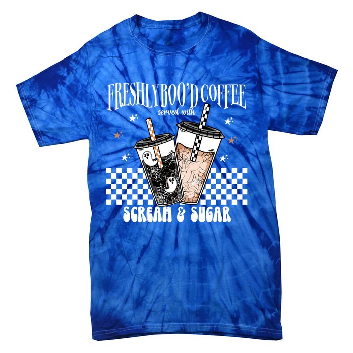 Freshly BooD Coffee With Scream And Sugar Halloween Cofee Cool Gift Tie-Dye T-Shirt