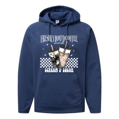 Freshly BooD Coffee With Scream And Sugar Halloween Cofee Cool Gift Performance Fleece Hoodie