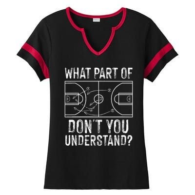 Funny Basketball Coach Design Women Ball Game Trainers Ladies Halftime Notch Neck Tee