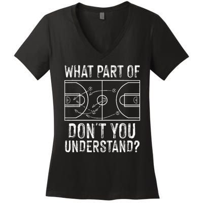 Funny Basketball Coach Design Women Ball Game Trainers Women's V-Neck T-Shirt