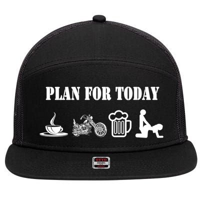 Funny Biker Chopper Motorcycle Plan For Day Gift 7 Panel Mesh Trucker Snapback Hat