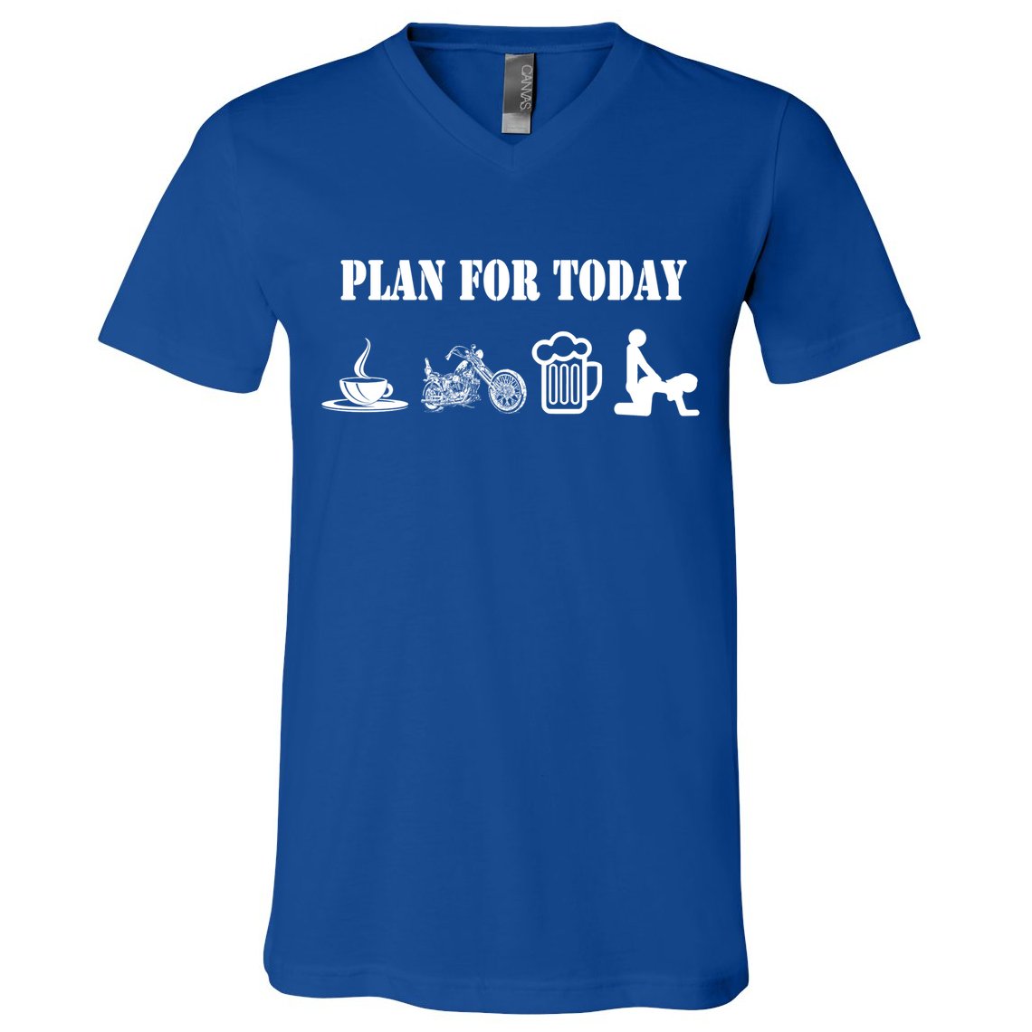 Funny Biker Chopper Motorcycle Plan For Day Gift V-Neck T-Shirt